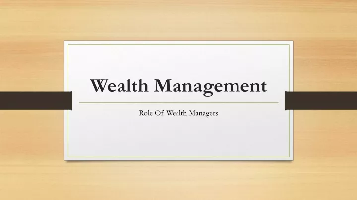 wealth management