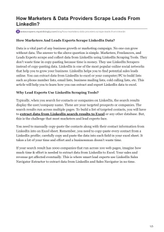 how marketers data providers scrape leads from