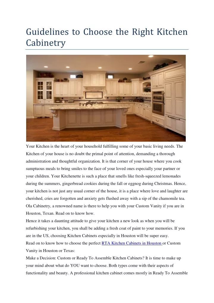 guidelines to choose the right kitchen cabinetry