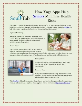 How Yoga Apps Help Seniors Minimize Health Risks