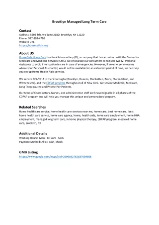 brooklyn managed long term care