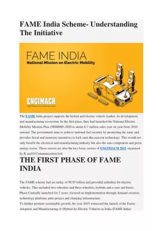 fame india scheme understanding the initiative