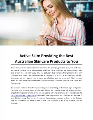 Active Skin Providing the Best Australian Skincare Products to You