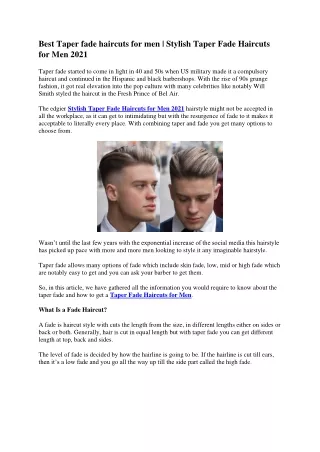 Best Taper fade haircuts for men  Stylish Taper Fade Haircuts for Men 2021