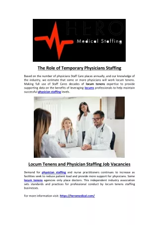 the role of temporary physicians staffing