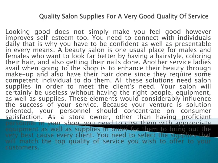 quality salon supplies for a very good quality of service