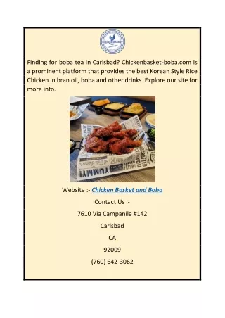Boba Tea Carlsbad  Chickenbasket-boba.com