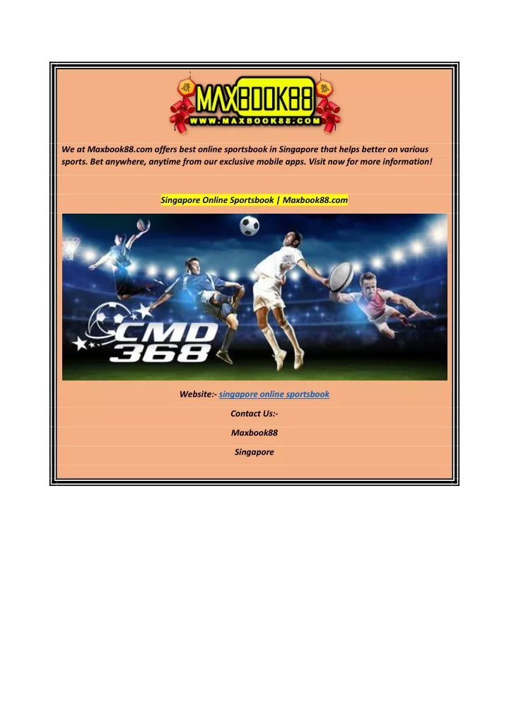 we at maxbook88 com offers best online sportsbook