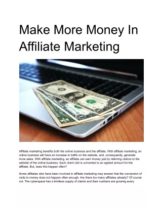 Make More Money In Affiliate Marketing