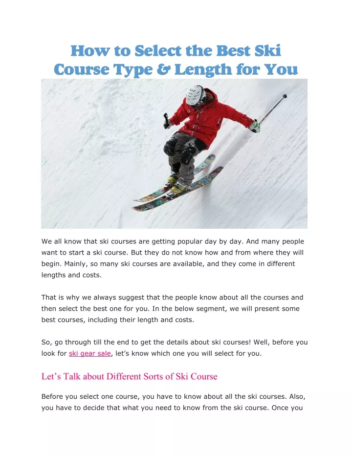 how to select the best ski course type length