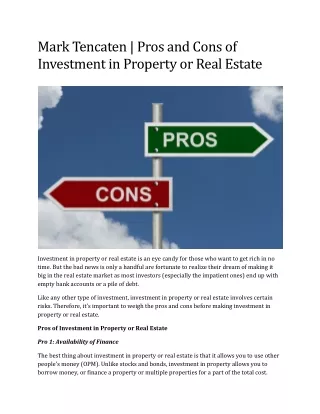 mark tencaten pros and cons of investment