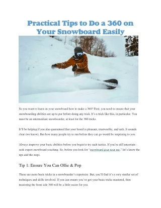 practical tips to do a 360 on your snowboard