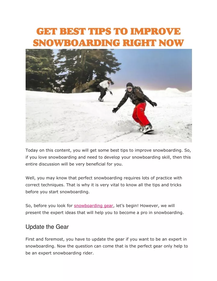 get best tips to improve snowboarding right now
