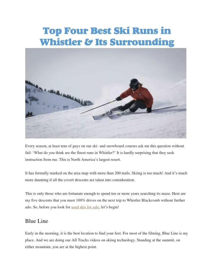 top four best ski runs in whistler its surrounding