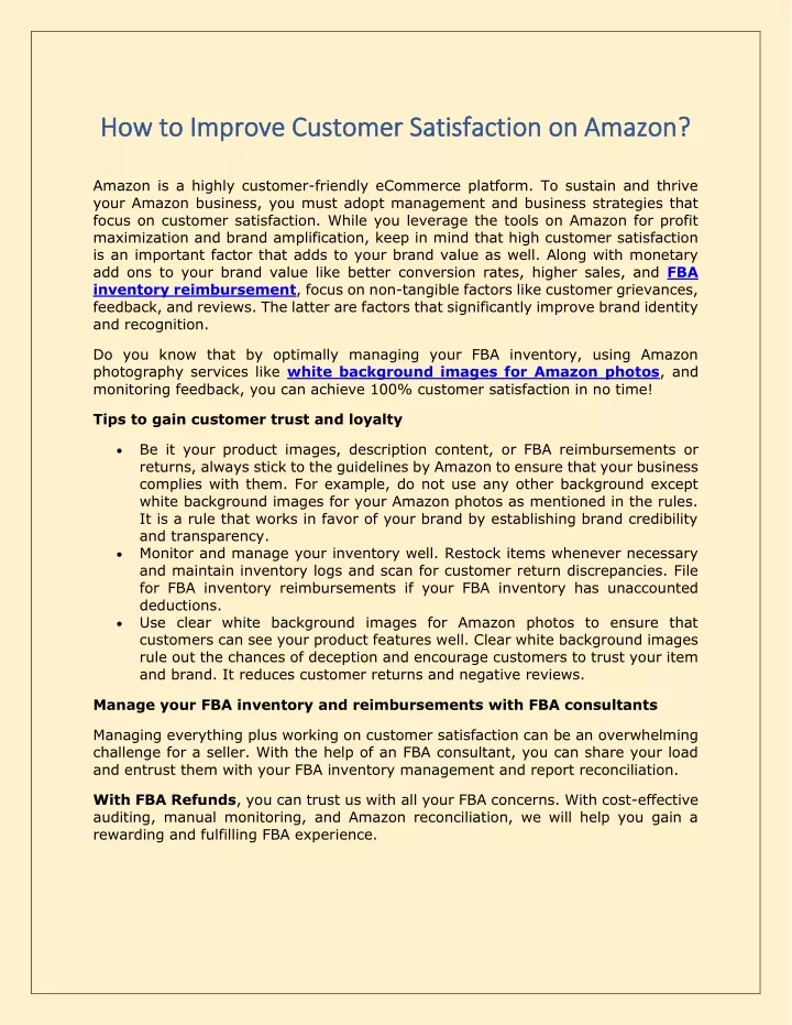 how to improve customer satisfaction on amazon