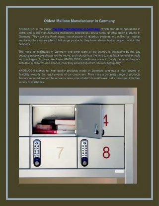 oldest mailbox manufacturer in germany