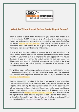 what to think about before installing a fence