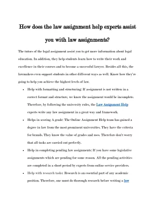 How does the law assignment help experts assist you with law assignments