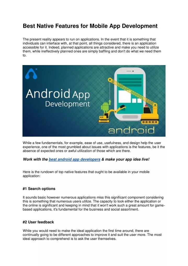 best native features for mobile app development