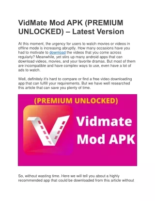 vidmate mod apk