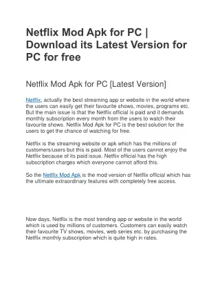 netflix mod apk for pc download its latest