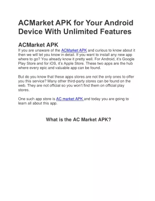 Acmarket Mod Apk