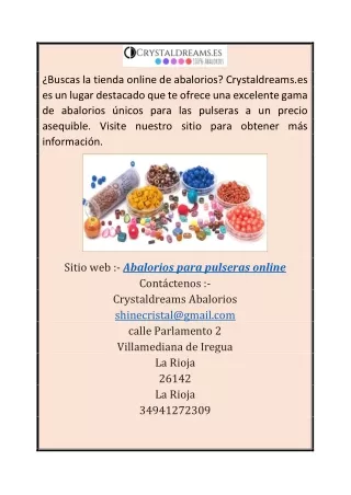 Abalorios para pulseras online  Crystaldreams.es