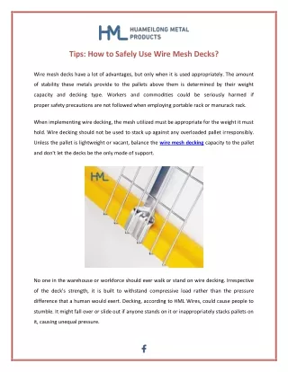 tips how to safely use wire mesh decks