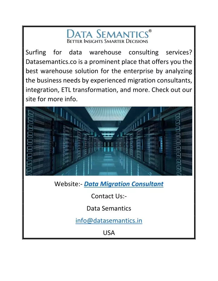 surfing for data warehouse consulting services