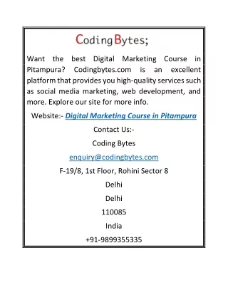 Digital Marketing Course in Pitampura |Codingbytes.com
