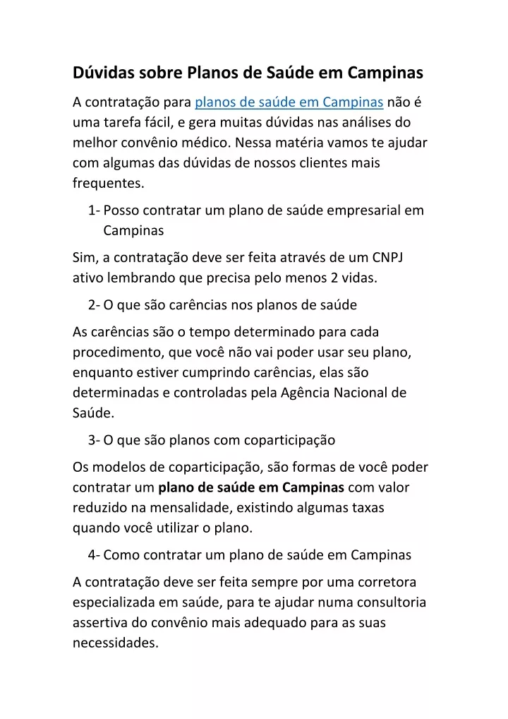 d vidas sobre planos de sa de em campinas