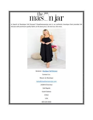 Boutique Fall Dresses | Shopthemasonjar.com