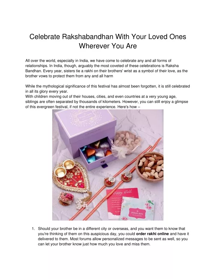 celebrate rakshabandhan with your loved ones