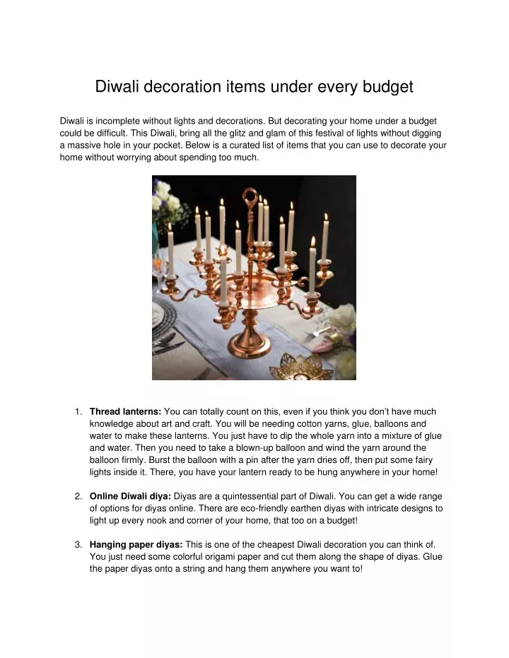 diwali decoration items under every budget