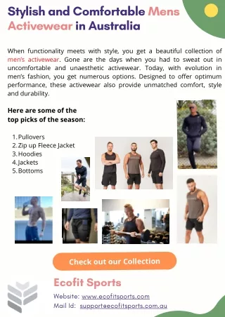 Stylish and Comfortable Mens Activewear in Australia