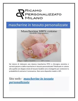 Mascherine In Tessuto Personalizzate | Ricamopersonalizzato.it