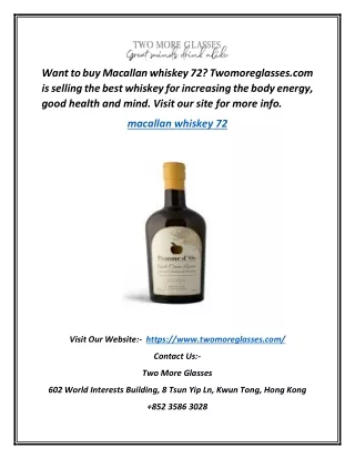 Buy Macallan Whiskey 72 At An Affordable Cost| Twomoreglasses.com