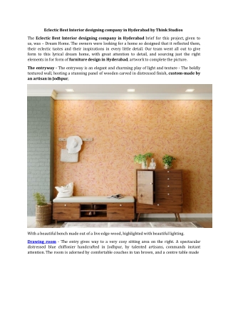 Eclectic Best Interior designing company in Hyderabad by Think Studios