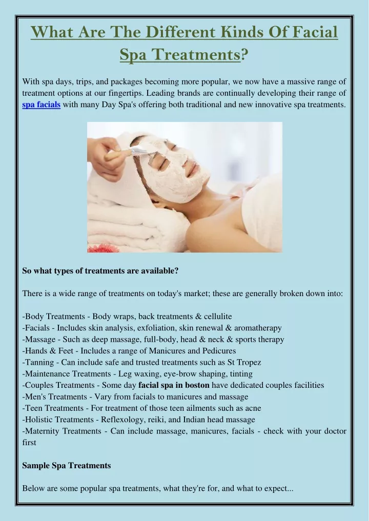 Ppt What Are The Different Kinds Of Facial Spa Treatments Powerpoint