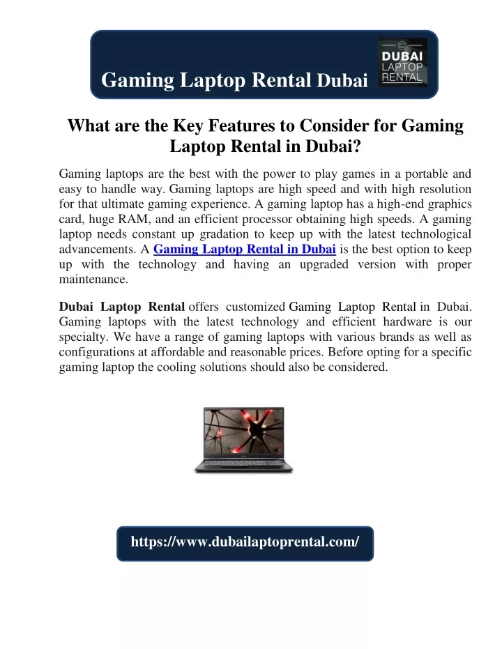 gaming laptop rental dubai