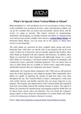 what s so special about vertical blinds in miami