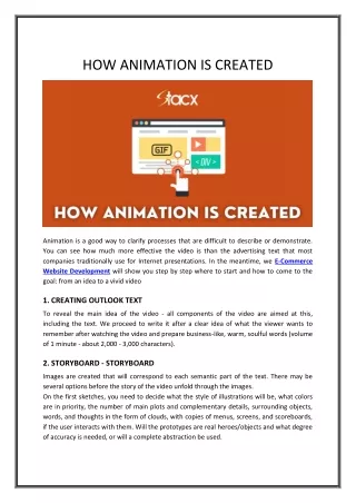 HOW ANIMATION IS CREATED
