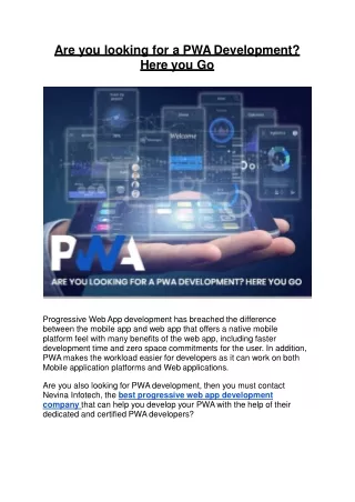 are you looking for a pwa development here you go