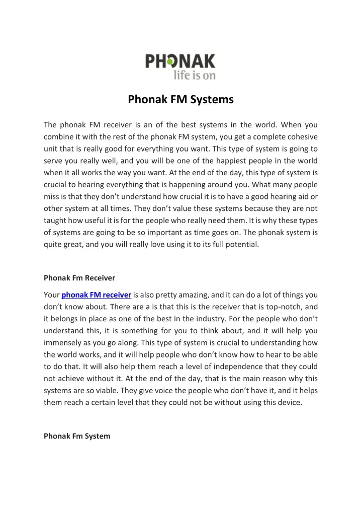 phonak fm systems