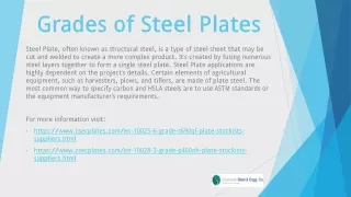 Grades of Steel Plates