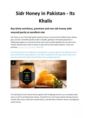 sidr honey in pakistan its khalis