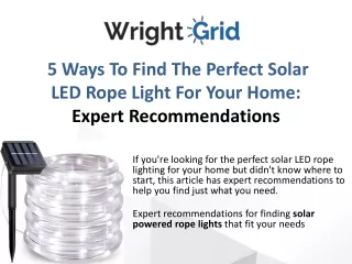 5 Ways To Find The Perfect Solar LED Rope Light For Your Home Expert Recommendations