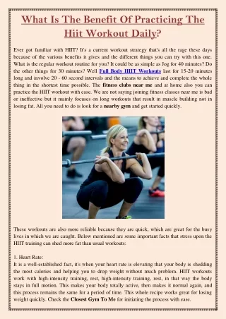 what is the benefit of practicing the hiit