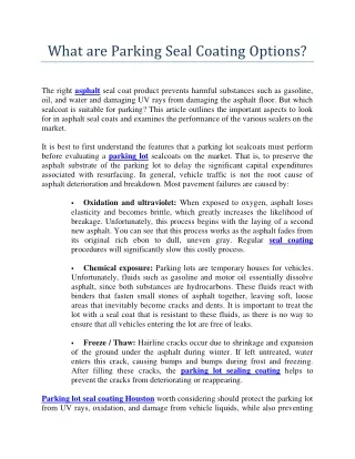 what are parking seal coating options