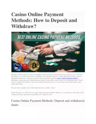 casino online payment methods how to deposit